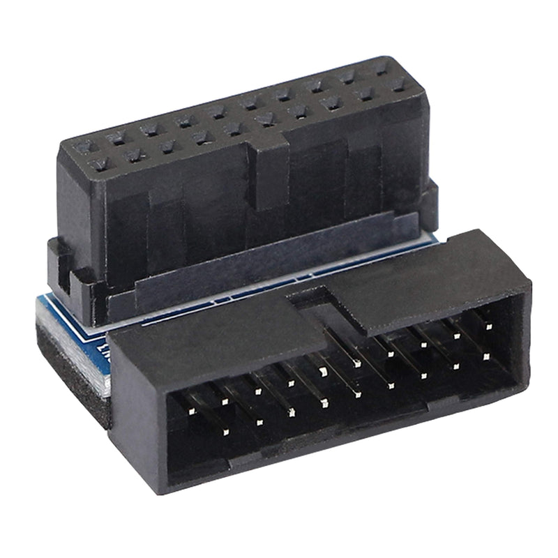[Australia - AusPower] - Right Angled USB 3.0 20-pin Male to Female Extension Adapter,Gelrhonr Desktop Motherboard 90 Degree Angled USB 3.0 19-Pin Motherboard Internal Header-Black 2PCS 