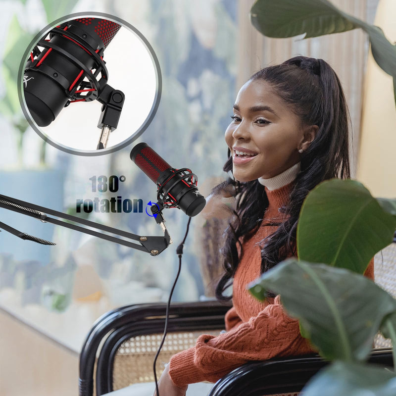 [Australia - AusPower] - Microphone Mount Adapter for Hyperx Quadcast with 3/8" or 1/4" Screw Adapter, Works with HyperX QuadCast Microphone Stand & Boom Arm Durable Replacement Accessory for Microphone (Black) 