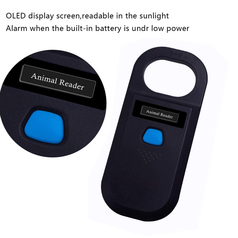 [Australia - AusPower] - Microchip Reader Scanner, Symcode RFID EMID Animal Handheld Reader Pet ID Scanner Rechargeable Animal Chip Scanner Pet Tag Scanner FDX-B(ISO 11784/11785) ID64 RFID Reader Black 