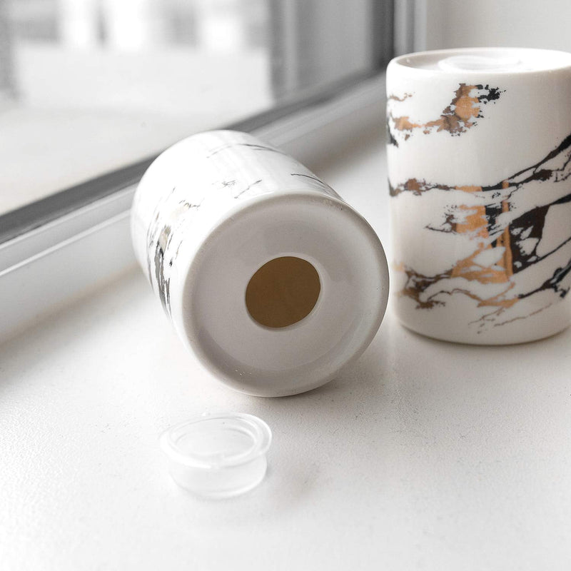 [Australia - AusPower] - Varato Design Gold Ceramic Salt and Pepper Shakers with Lids - Modern Salt and Pepper Shaker Set Gold Marble 