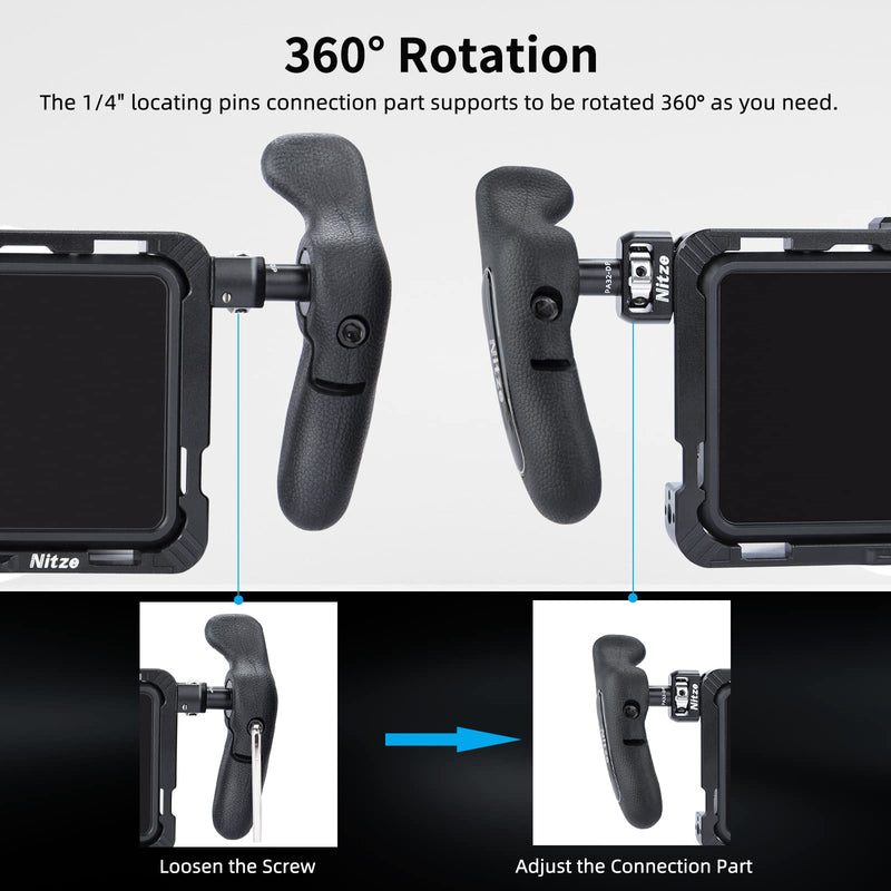 [Australia - AusPower] - Nitze Side Handle Kit with 1/4" Screw and Detachable Locating Pins for Smartphone Cage, iPad Cage and Monitor Cage - PA32D 