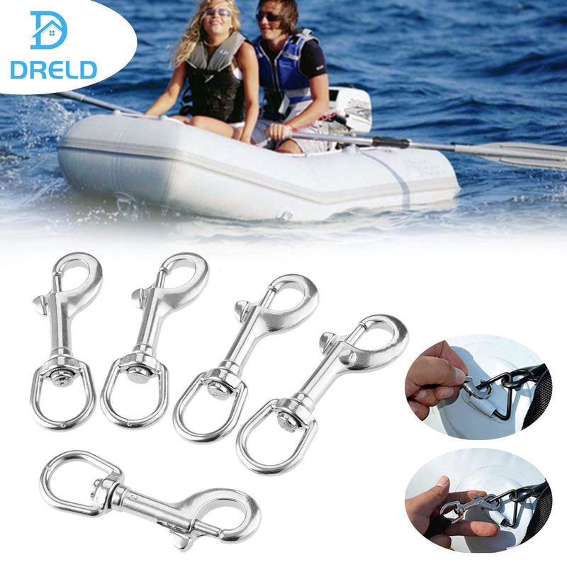 [Australia - AusPower] - Swivel Eye Bolt Snap Hook, Mount 316 Stainless Steel with Rubber Pad, Fit for Fishing Boat Canoe Accessories,Flagpole, pet leash, camera leash, key chain, tarpaulin cover, clothesline (Pack of 5) 