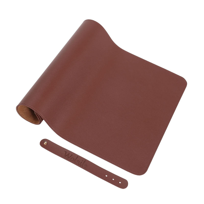 [Australia - AusPower] - Wolaile Desk Blotter Pad,36x17 inch PU Leather Computer Mouse Mat,Non-Slip Waterproof Writing Desktop Protector for Office Home,Large,Brown 36"x17" Brown 