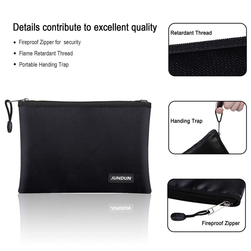 [Australia - AusPower] - JUNDUN Fireproof Document Bags,13.4”x 9.4”Waterproof and Fireproof Money Bag,Fireproof Safe Storage Pouch with Zipper for A4 Document Holder,File,Cash and Tablet 