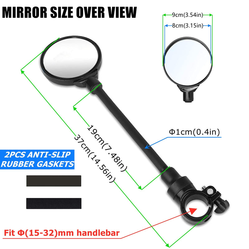 [Australia - AusPower] - RYANGO Bike Mirror, Adjustable Bike Mirrors Handlebar Rearview Mirror, Acrylic Convex Round Bike Rear View Mirrors for Handlebars, Bicycle Mirror for E-bike Scooter 