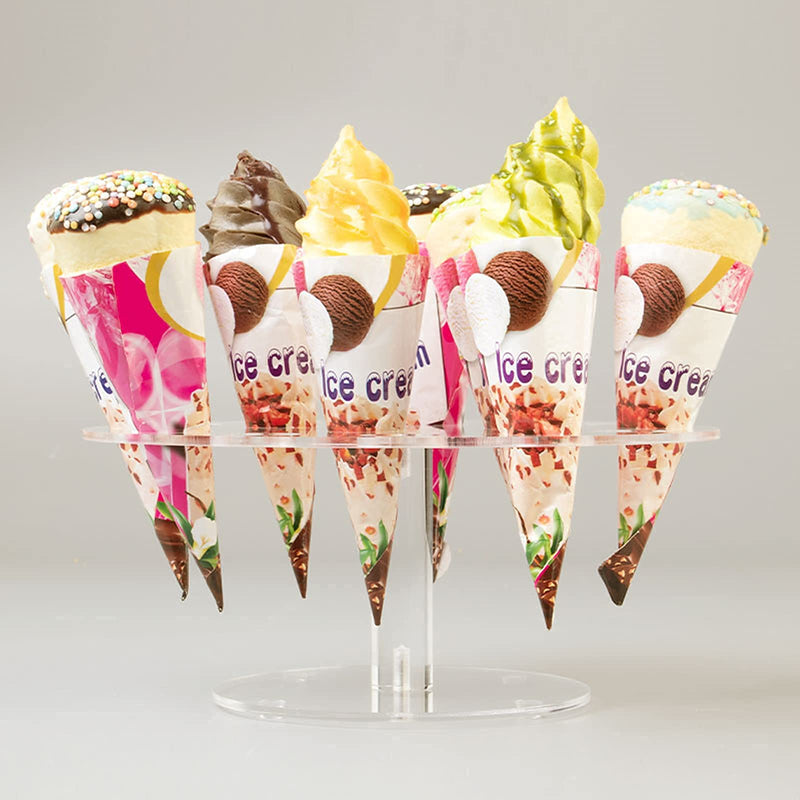 [Australia - AusPower] - Peohud 2 Pack Ice Cream Cone Holder, 16 Holes Acrylic Ice Cream Cone Display Stand, Clear Waffle Hand Roll Sushi Display Rack for Weddings, Birthday Parties, Anniversaries, Round 