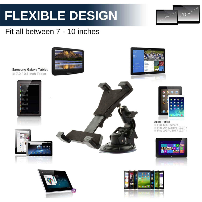 [Australia - AusPower] - Randconcept 3-in-1 Tablet Holder Car Air Vent Mount - [ Strong Suction Cup Version ] Universal Dashboard Windshield Cradle for iPad, iPad Mini, Samsung Galaxy | Fits All 6"- 10.5" Tablets 