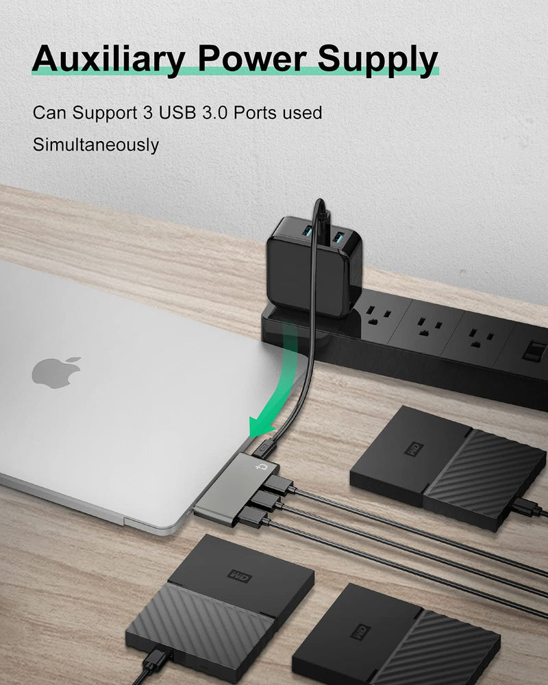 [Australia - AusPower] - DockCase 4-in-1 USB-C Hub with Type C, USB 3.0, USB 2.0 Compatible 2021-2016 MacBook Pro 13/15/16, New Mac Air/Surface, ChromeBook, Dell XPS, Surface Book and More USB C Devices 