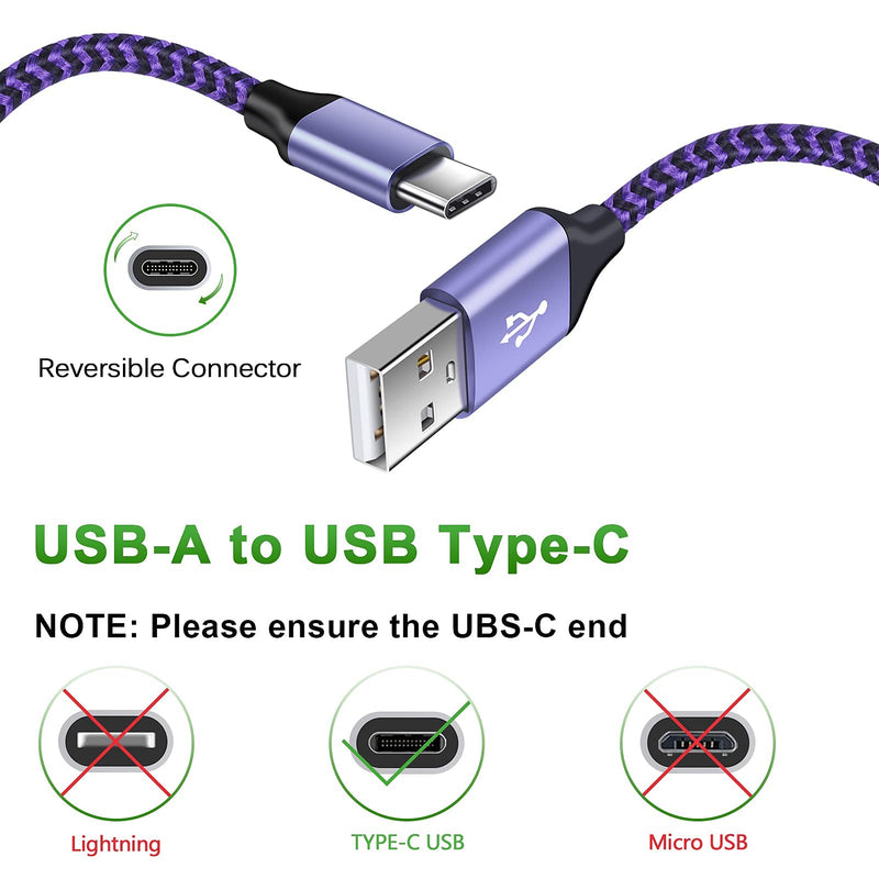 [Australia - AusPower] - USB C Charger Cable Fast Charging Cord 3PC for OnePlus Nord N200 5G/N10/10 Pro/9R/8T, Samsung Galaxy S22+/S21/S20FE/S10e/S9/S8/A13/A12/A32/A52, Pixel 6 Pro/5/4a XL/3, Moto G Power(2021)/Stylus/G9 Plus 