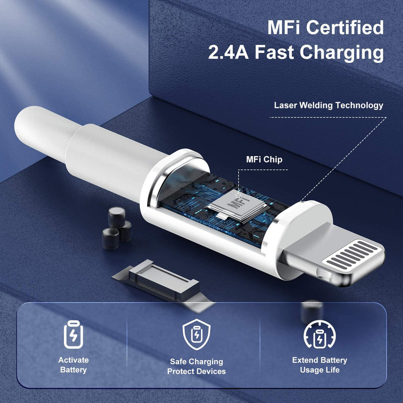 [Australia - AusPower] - [3 Pack]Apple Chargers for iPhone 12 11 Charger Cable 10 ft,[Apple MFi Certified]Apple Charging Cord 10ft Lightning to USB Cable 10 Foot, Fast Phone Charging Cord for iPhone 12 Pro Max/11/10/X/XR/8/7 White 3 