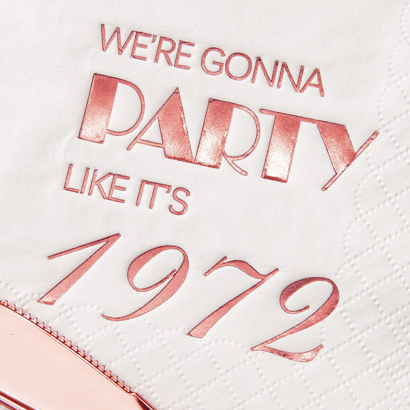[Australia - AusPower] - Crisky 50th Birthday Cocktail Napkins Rose Gold for Women 50th Birthday Party Decorations for Cake Dessert Berverage Table, 50th Birthday Party Supplies,50 Pcs Disposable Napkins, 3-Ply 