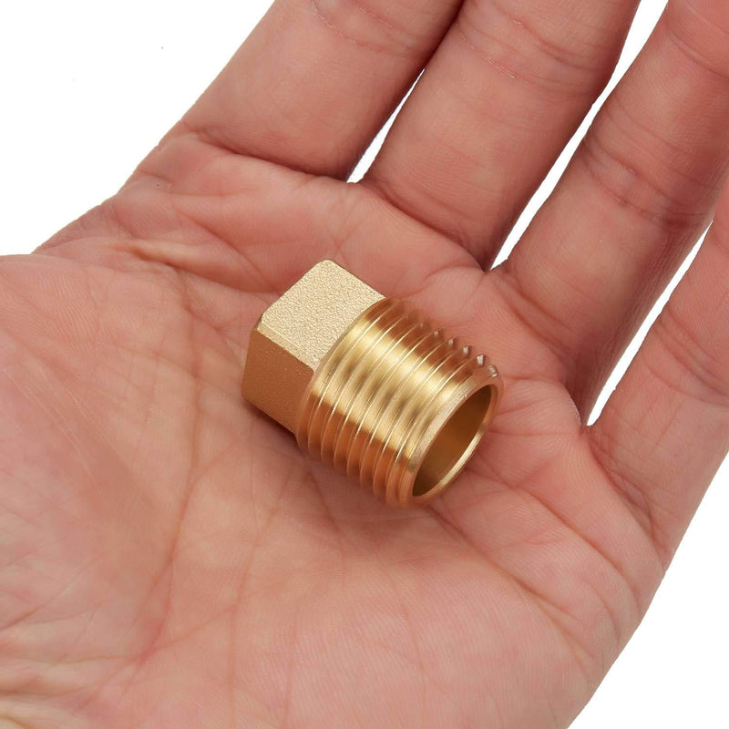 [Australia - AusPower] - Litorange 4 PCS 1/2 Inch NPT Male Plug Fittings, Brass Cored Plug with Square Head for Boat, Gas,Drain plug etc 4PCS 1/2" NPT Head Plug 