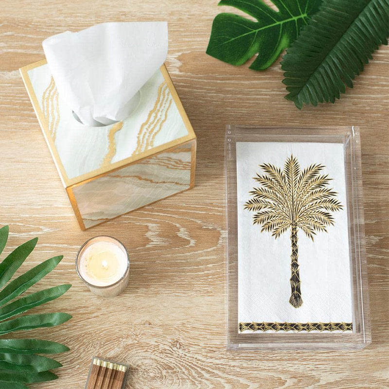 [Australia - AusPower] - Caspari Grand Palms Paper Guest Towel Napkins in Black - Two Packs of 15 2 