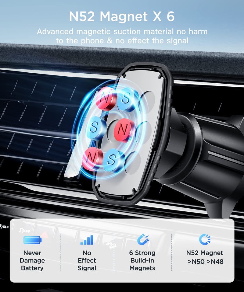 [Australia - AusPower] - MOBOSI Magnetic Phone Mount for Car, [Strong Magnets] Car Phone Holder [Upgraded Clip] Air Vent Mount [360° Rotation] Phone Car Holder Mount Compatible with iPhone 13 12 Pro X XS Max & All Phones 