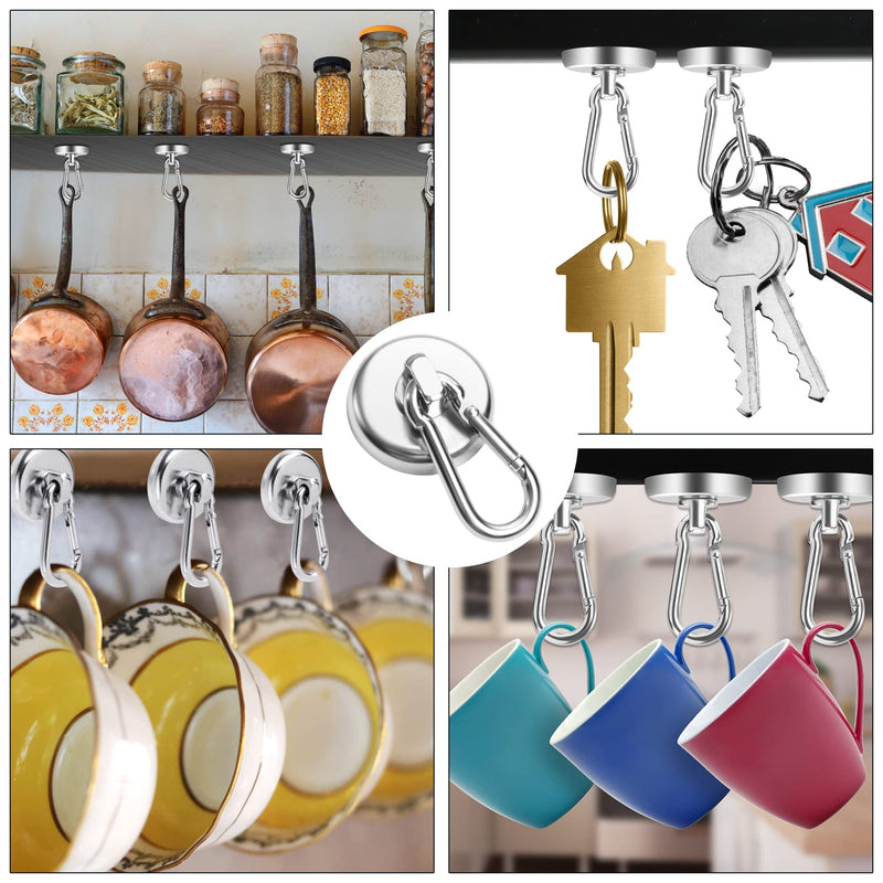 [Australia - AusPower] - FINDMAG 100LBS Strong Magnetic Hooks with Swivel Carabiner, Neodymium Magnet Hooks for Hanging, Heavy Duty Magnetic Hooks Magnet with Hook for Kitchen, Office, Home, School - 4 Pack Pack of 4 