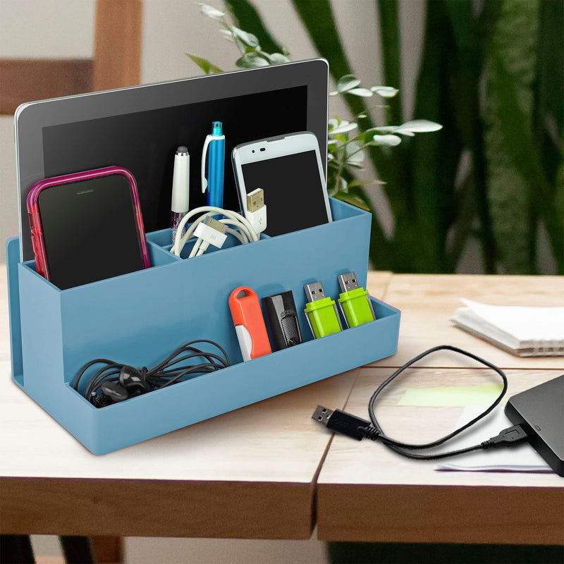 [Australia - AusPower] - Acrimet Desktop Organizer - Multi Organizer Caddy Holder for Office, Home and School use (Plastic) (Solid Blue Color) 