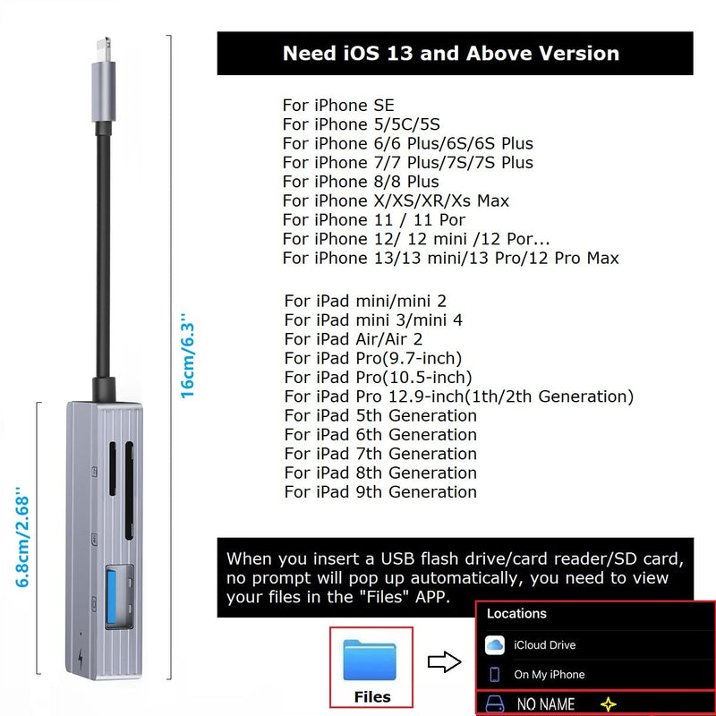 [Australia - AusPower] - Camera SD Memory Card Reader for iPhone[Apple MFi Certified], IVSHOWCO iPhone to USB Adapter, 4-in-1 Lightning Male to USB Female OTG Cable Adapter for iPhone 13 12 11 Xr X XS 8 7 Plus iPad… 