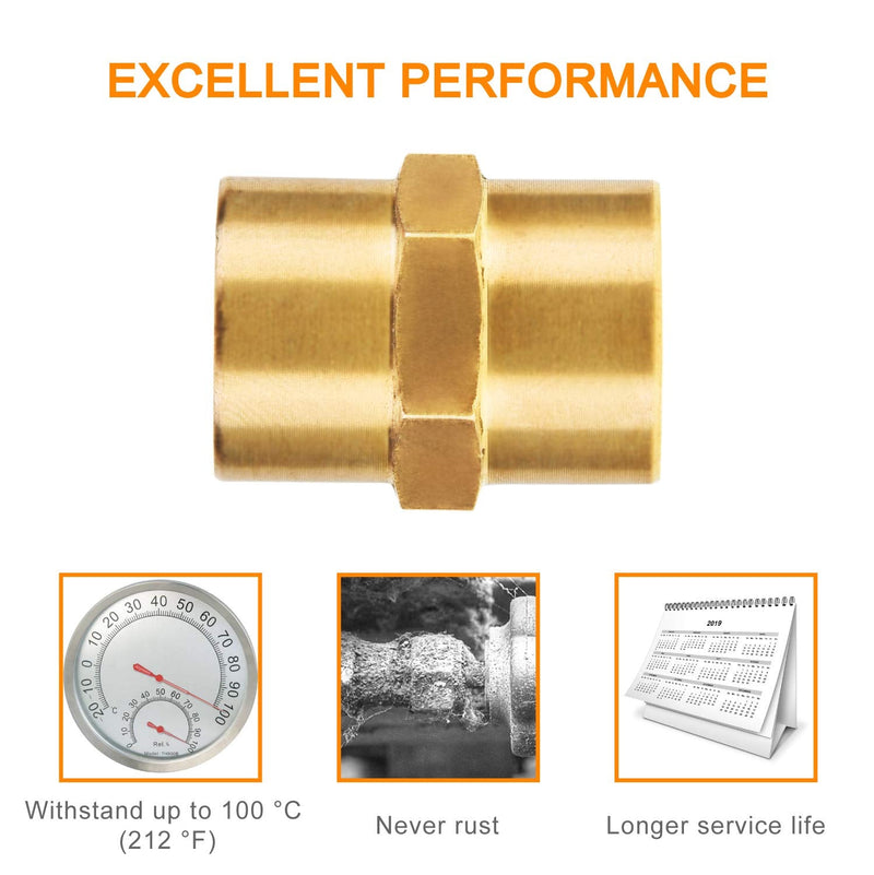 [Australia - AusPower] - 12-Pack Pipe Fitting and Air Hose Fitings, SUNGATOR 1/4 Brass Fittings, Hex Nipple, Coupling, 1/4" NPT x 1/4" NPT Female Pipe,1/4" NPT x 1/4" NPT Male Pipe 