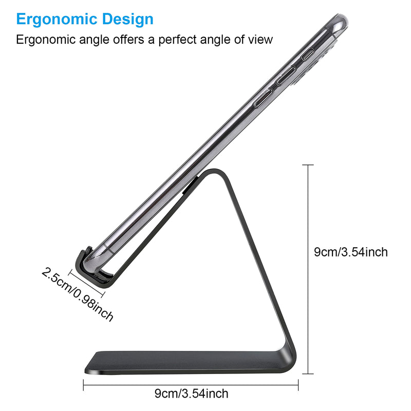 [Australia - AusPower] - Cell Phone Stand, Toiyason Desk Phone Holder, Cradle, Dock, Compatible with All 4-8inch Phones, Office Kitchen Traveling Accessories T1 Black 