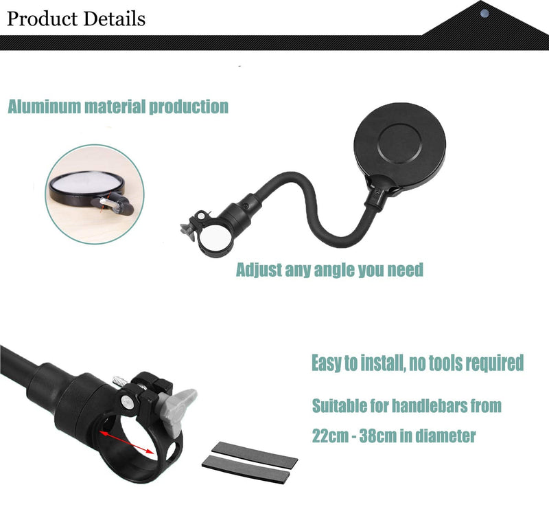 [Australia - AusPower] - Newlight66 Bike Mirror, Adjustable Handlebar Rear View Mirrors For Mountain Road Bike Bicycle Electric Motorcycle (Black-2PC) 
