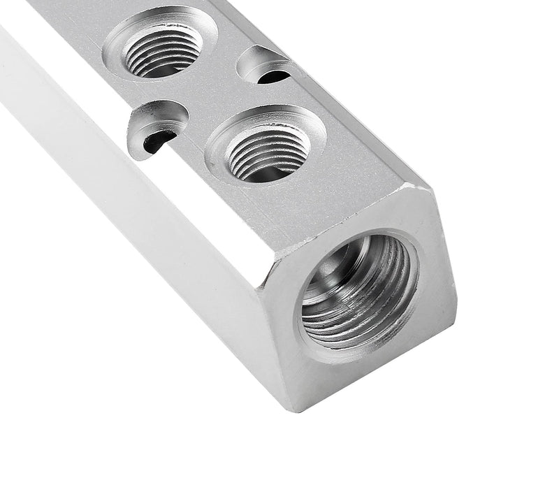 [Australia - AusPower] - LDEXIN 5 Way Pneumatic Manifold Air Distribution Block, Compressed Air Manifold Pneumatic Block, Air Coupler Fast Connector for Pneumatic Air Compressor, Silver 