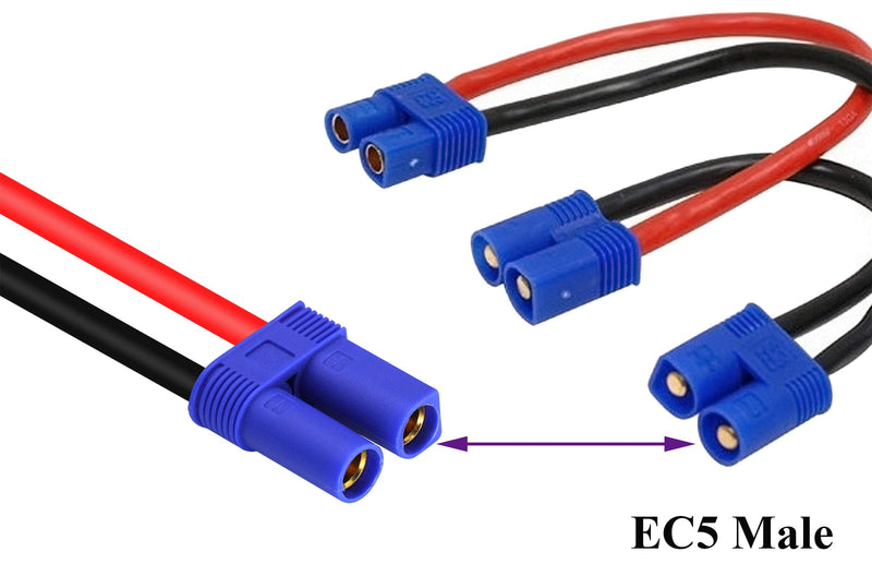 [Australia - AusPower] - AAOTOKK EC5 to O Ring Terminal Cable,EC5 Female to O Ring Eyelet Terminal Plug Connector Cable 10AWG RC ESC Charger Side Power(40cm/15inch) 