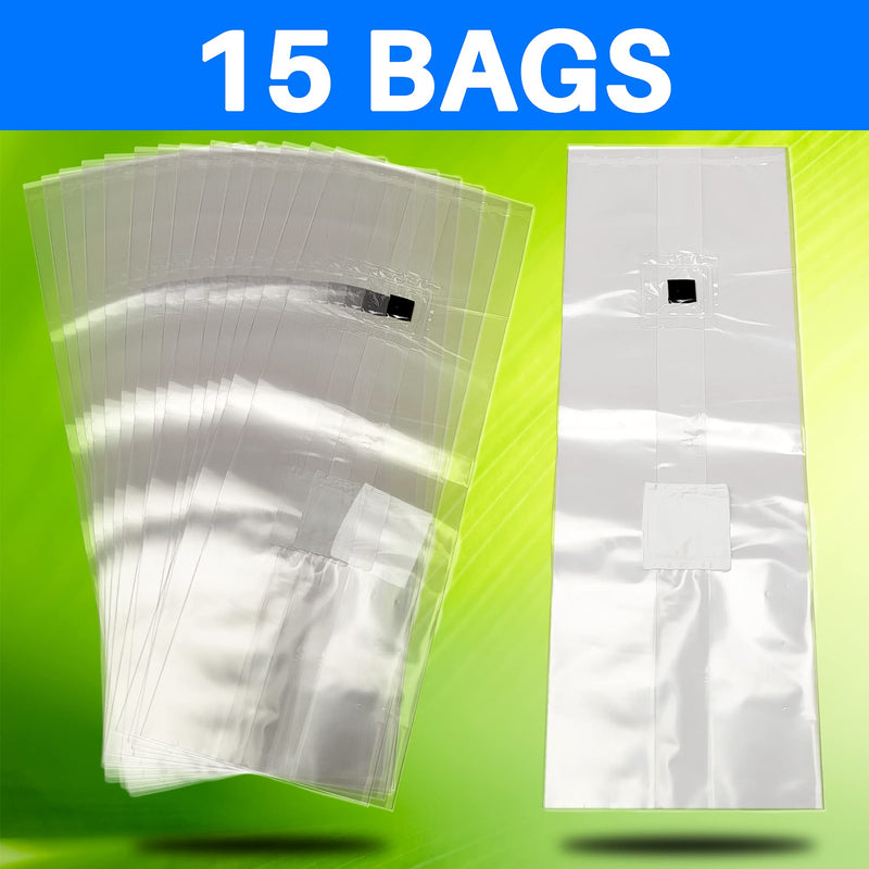 [Australia - AusPower] - Mushroom Grow Bags with Self Healing Injection Port - 15 Bags - Evviva Sciences - 0.2 Micron Premium Filter - Thick 3mm Polypropylene - Autoclavable, Durable, & Tear Resistant 