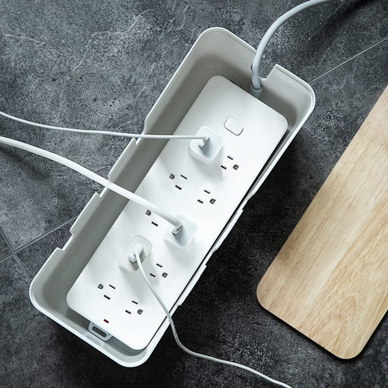 [Australia - AusPower] - Cable Management Box by Baskiss, 12x5x4.5 inches, Wood Lid, Cord Organizer for Desk TV Computer USB Hub System to Cover and Hide & Power Strips & Cords 