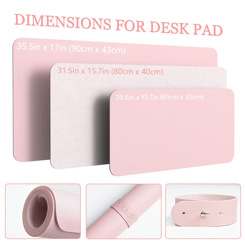 [Australia - AusPower] - Non-Slip Desk Pad,Mouse Pad,Waterproof PVC Leather Desk Table Protector,Ultra Thin Large Desk Blotter, Easy Clean Laptop Desk Writing Mat for Office Work/Home/Decor(Pink, 23.6" x 13.7") Pink 23.6" x 13.7" 