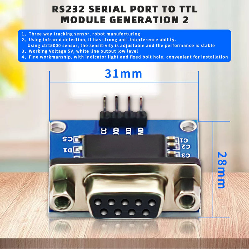 [Australia - AusPower] - Grades Like DVDDaFuRui RS232 to TTL Converter Module，5PCS MAX3232 3.3V to 5V RS2323 COM Serial Prot Board to TTL Connector for Arduino Microcontrollers 