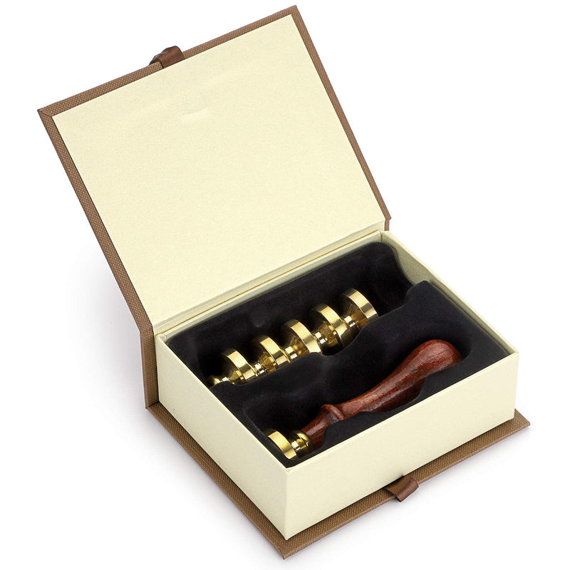 [Australia - AusPower] - OwnMy 6 PCS Wax Seal Stamp Set with Magic Symbols Wax Stamp Heads and Wooden Handle, Vintage Retro Classical Wax Sealing Stamp Crafts Wax Seal Stamp Kit with Gift Box for Invitation Envelopes Letters Magic Symbol 