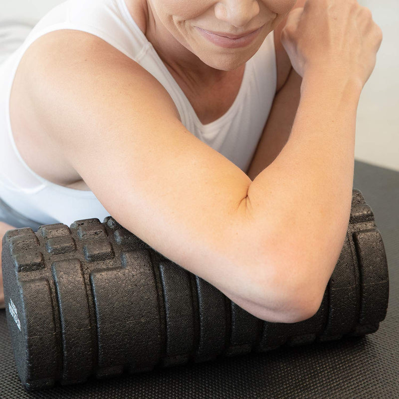 [Australia - AusPower] - The Original Body Roller - High Density Foam Roller Massager for Deep Tissue Massage of The Back and Leg Muscles - Self Myofascial Release of Painful Trigger Point Muscle Adhesions Black 