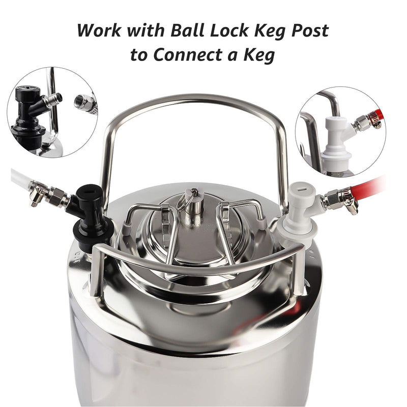 [Australia - AusPower] - MRbrew 1 Pair Ball Lock Disconnect Set, Home Brew Ball Lock Corny Keg Fittings for Keg Posts Coupler, with Stainless Steel 5/16'' Gas & 1/4'' Liquid Barbs & Extra 2 Hose Clamps & MFL Swivel Nuts Black 