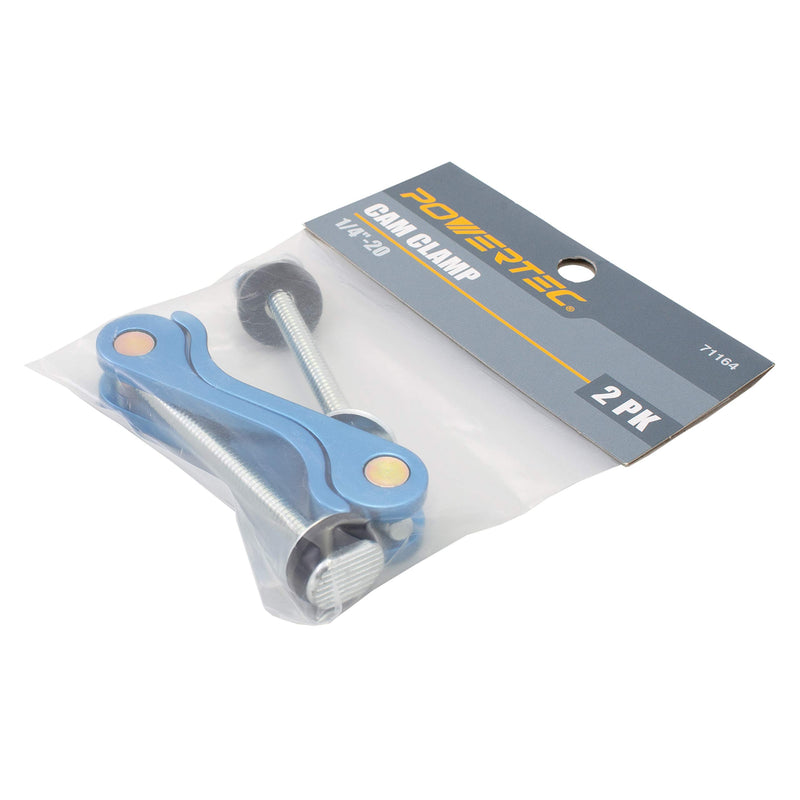 [Australia - AusPower] - POWERTEC 71164 Aluminum Cam Clamp for Woodworking, 1/4”-20 Threaded Insert - 2PK 1/4"-20, 2PK 