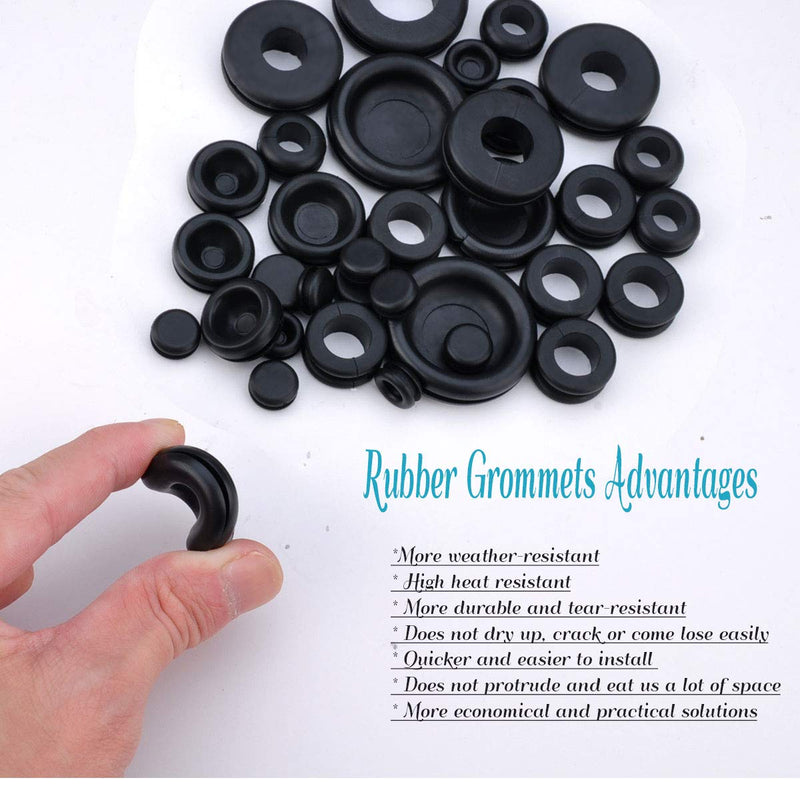 [Australia - AusPower] - 125PC Rubber Grommet Set 18 Sizes, Ring Gasket Rubber, Great Selection for a Variety of Uses (Planned and Unplanned) - Firewall Hole Plug Assortment Set Electrical Wire etc by Valchoose 