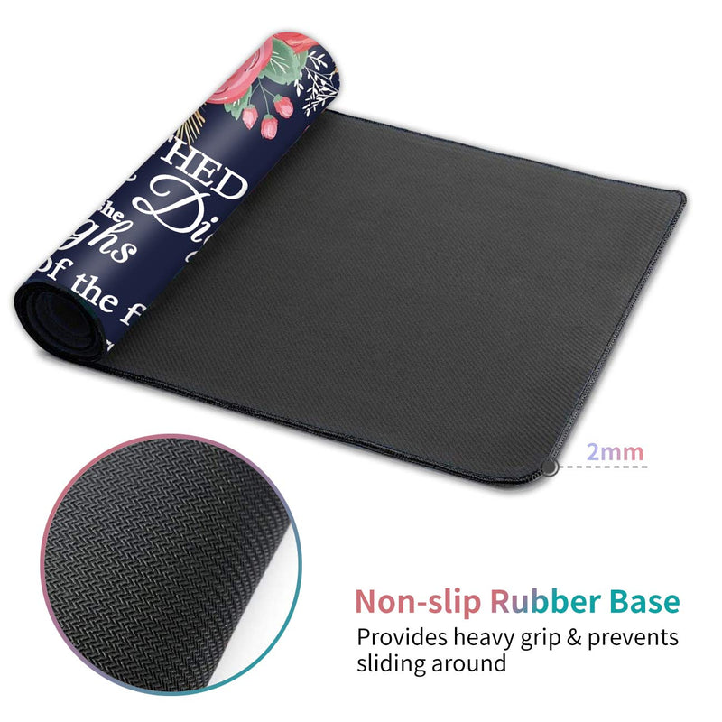[Australia - AusPower] - Desk Pad Navy Blue Flower Bible Proverbs 31:25 Mouse pad with Cute Coasters and Pink Mandala Stickers Non-Slip Rubber Large Gaming Mouse Mat, Multifunctional Office Desk Mat 