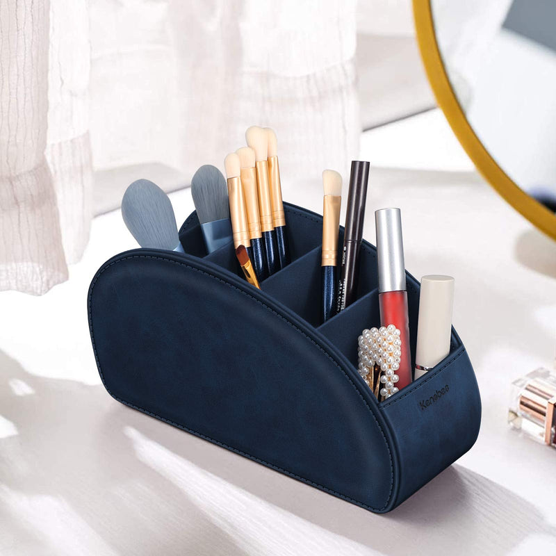 [Australia - AusPower] - Remote Control Holder with 5 Compartments, KENOBEE Anti-slip Desktop Caddy Storage Organizer for Remote Controllers, Office Supplies, Makeup Brush, Media Accessories, Blue Z-Blue 