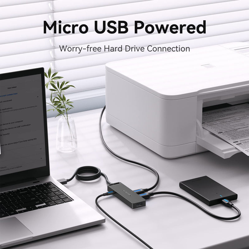 [Australia - AusPower] - VENTION USB Hub 2.0, 4-Port USB Splitter Multi USB Port Expansion for Laptop PC MacBook Surface Pro Flash Drive Mobile HDD 3FT USB 2.0 