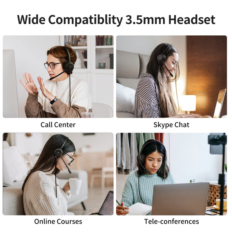 [Australia - AusPower] - Phone Headset, 3.5mm Call Center Headset with Noise Cancelling Mic, Ultra Comfort Wired Computer Headset with Mute for Business Skype, Zoom, Call Center, Office, Home 3.5 mm 