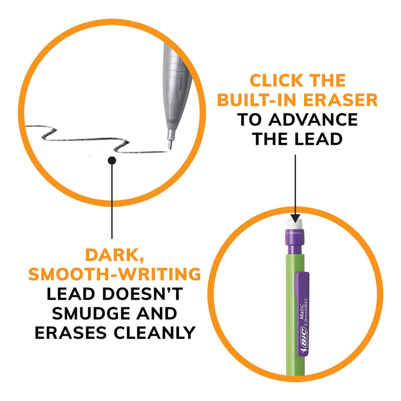 [Australia - AusPower] - BIC Mechanical Pencil Variety Pack, Number 2 Mechanical Pencils With Erasers, Fine Point (0.5mm), Medium Point (0.7mm) and Thick Point (0.9mm), 60 Count, Bulk Mechanical Pencils for School or Work 