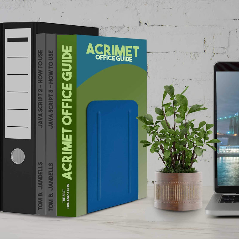 [Australia - AusPower] - Acrimet Premium Metal Bookends (Heavy Duty) (Deep Blue Color) (1 Pair) 
