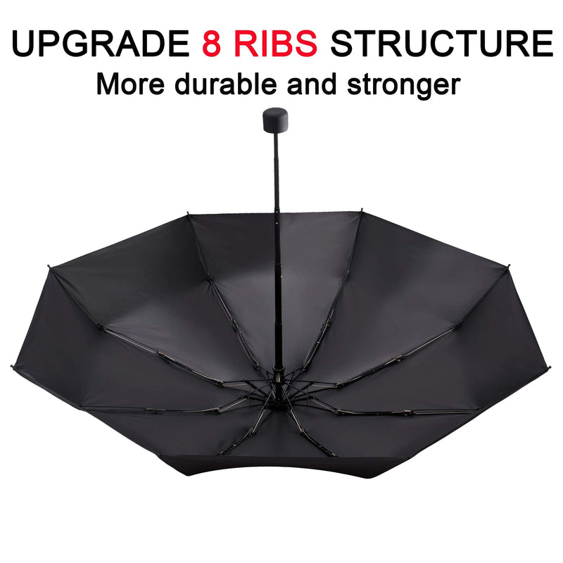 [Australia - AusPower] - Goothdurs Mini Travel Compact Windproof Umbrella - Small Folding Lightweight Sun & Rain Umbrellas with 95% UV Protection for Women Men A1_Black 