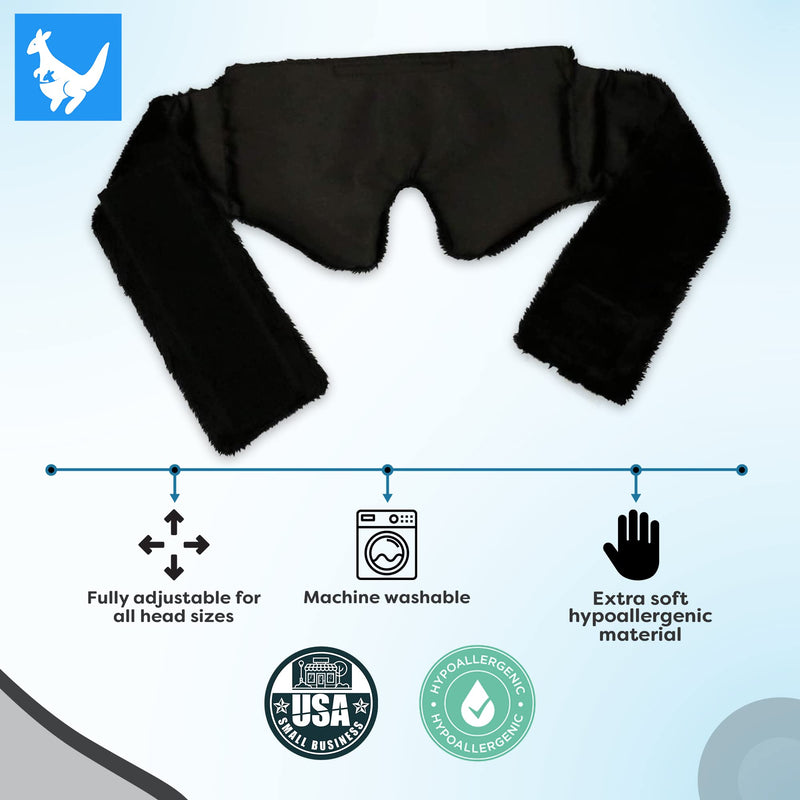 [Australia - AusPower] - Huggaroo Gem | Super Plush Heated Eye Mask and Sleep Mask with Gel Ice Pack - Soft, Washable Cover - Black Black (Unscented) 
