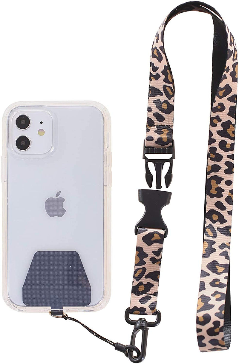 [Australia - AusPower] - [2 Pack] Cellphone Lanyard Tether, Universal Detachable Neck Strap with Patch for Most Cell Phone Case & iPhone Case (Black+Leopard) Black+Leopard 