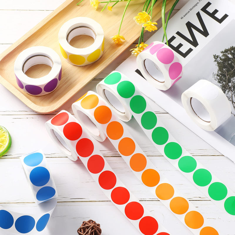 [Australia - AusPower] - Geyee 4000 Pieces Removable Color-Code Dot Stickers 1 Inch Circle Dots Stickers Round Inventory Label Rolls for Office Inventory Control, 500 Pieces/ Roll, 8 Colors (Classic Colors) Classic Colors 