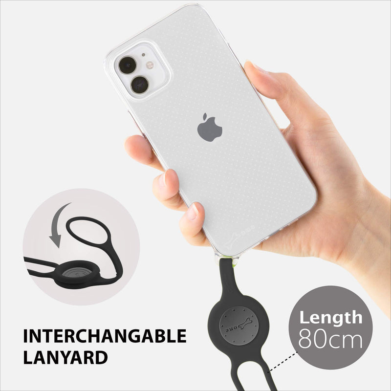 [Australia - AusPower] - Bone Crossbody Lanyard Case for iPhone 12 Mini, Silicone Lanyard Slim Flexible TPU Anti-Yellowing Clear Case (Black, Crossbody) iPhone 12 Mini / 5.4" Black (Crossbody) 