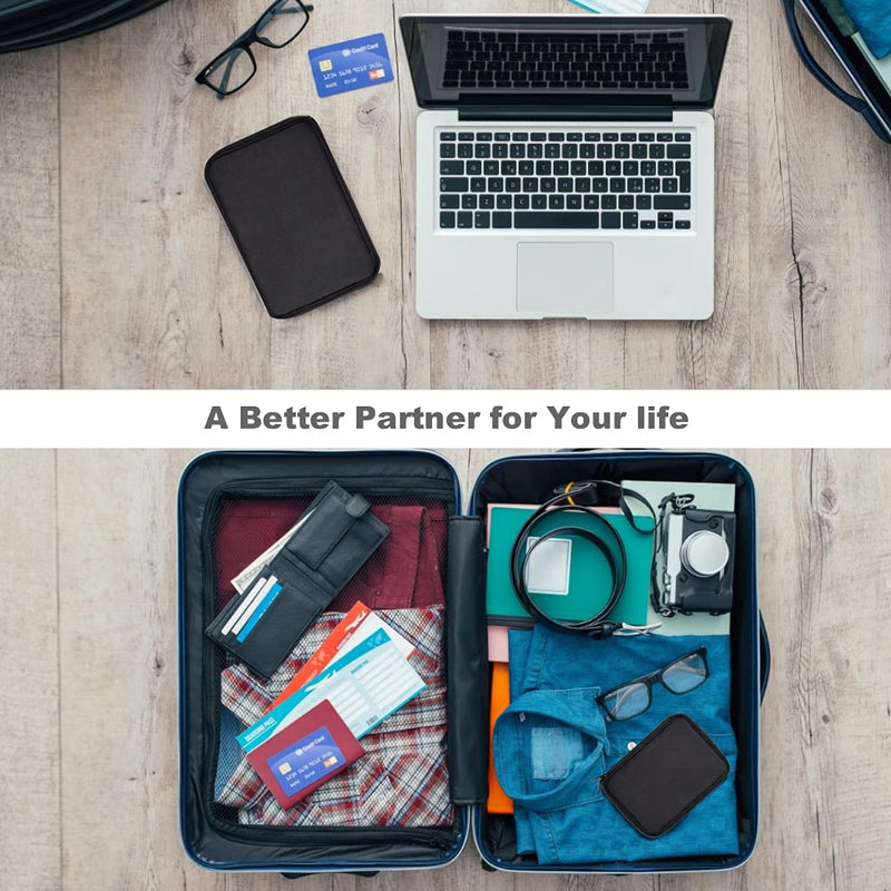 [Australia - AusPower] - Electronics Organizer Travel Cable Organizer Bag with 5 PCS Reusable Fastening Cable Ties Double Layer Pouch Electronic Accessories Carry Case for Cable, Cord, Charger, Flash Drive, Phone, Ipad Mini,SD Card (Black) 