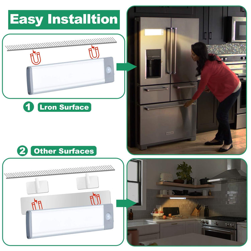 [Australia - AusPower] - Led Under Cabinet Lighting Motion Sensor Under Counter Light with 1000mah Rechargeable Battery, 30 LEDs Wireless Cabinet Lighting for Kitchen, Drawer, Warm White 2Pack 8inch-30LED 