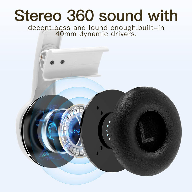 [Australia - AusPower] - Stereo VR Headphones Custom Made for Meta Quest 2/Oculus Quest 2 Elite Head Strap & Original Head Strap-On Ear Deep Bass 3D 360 Degree Sound (White) White 