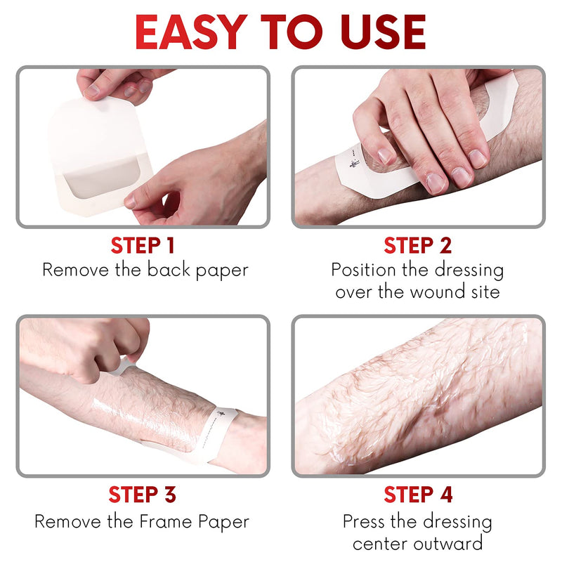 [Australia - AusPower] - Transparent Film Dressing,  4" x 4.7" Pack of 50 Waterproof Wound Bandage Adhesive Patches, Post Surgical Shower or IV Shield, Tattoo Aftercare Bandage by Healqu 4x4.7 Inch (Pack of 50) 
